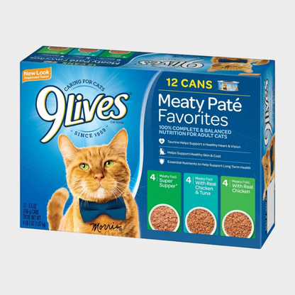 9Lives Paté Favorites Chicken & Tuna Wet Cat Food - 5.5oz/12ct Variety Pack