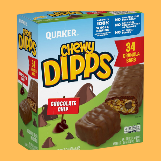 Quaker Chewy Dipps Granola Bars, Chocolate Chip, 34 pk.