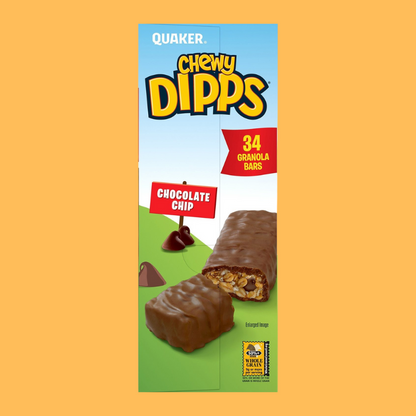 Quaker Chewy Dipps Granola Bars, Chocolate Chip, 34 pk.
