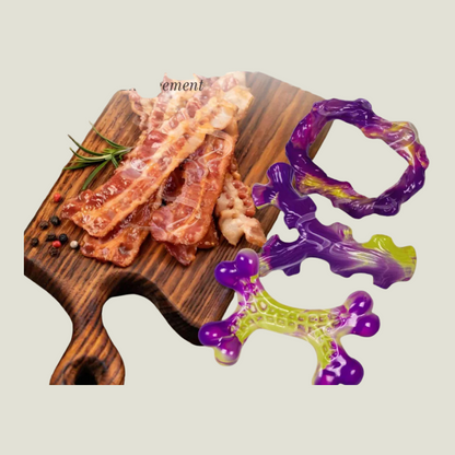 Itopfox Tough Dog Toys for Aggressive Chewers 3 Pack, Indestructible Dog Toy for Large Dogs, Bacon Flavored, Keeps Dogs Busy