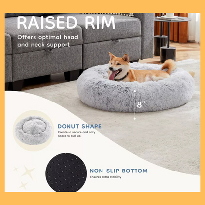 JIONJOY Round Dog Bed: Grey Pet Sofa Bed with Supportive Foam and Removable & Washable Coverr