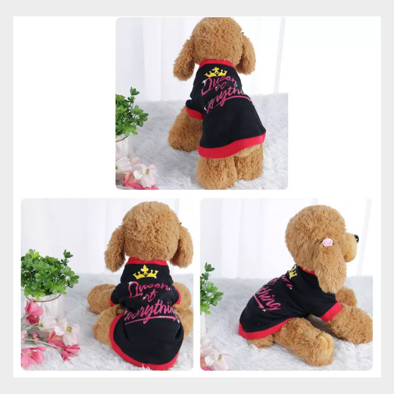 Unique Bargains Cotton Comfortable Puppy Dog Small Pet Sweatshirt Clothes Black&Red L