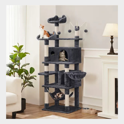 Yaheetech 67″ H Cat Tree Cat Tower, Multi-Level Cat Play House, Climbing Tree