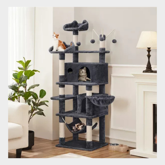 Yaheetech 67″ H Cat Tree Cat Tower, Multi-Level Cat Play House, Climbing Tree