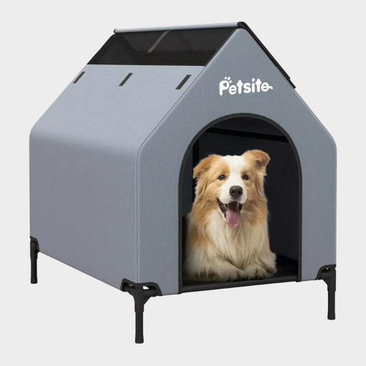 Tangkula 36" Elevated Dog House for Small Breeds Large Pet House w/ Ventilated Windows