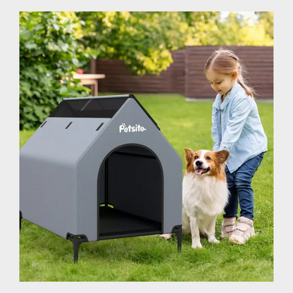 Tangkula 36" Elevated Dog House for Small Breeds Large Pet House w/ Ventilated Windows