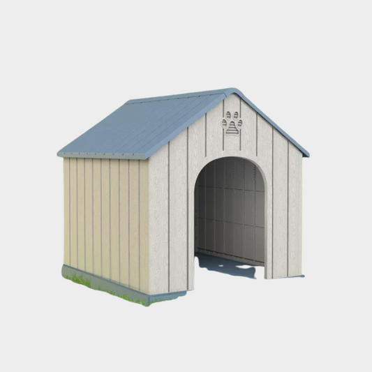 Dolonm pointed roof doghouse, made of PP material, waterproof and UV-resistant, with 2 ventilation Windows