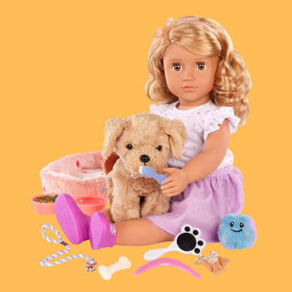 Our Generation Puppy Care & Play Set Pet Bed Accessories for 18" Dolls