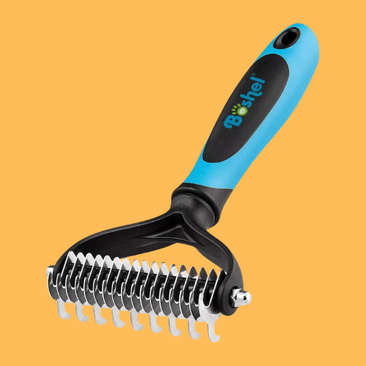 BOSHEL Undercoat Rake For Dogs - Premium Double Sided Dog Grooming Brush - Dog Deshedding Brush - Dematting Comb For Dogs