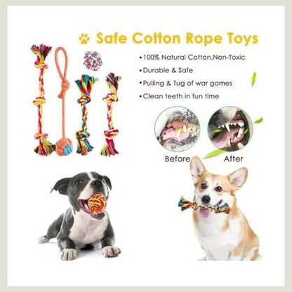 Itopfox Dog Toys 25 Pack for Fun and Teeth Cleaning, Puppy Chew Toys with Squeak Plush Toy, Squeaky Toy Balls, Tug of War and Rope Toys for Puppy