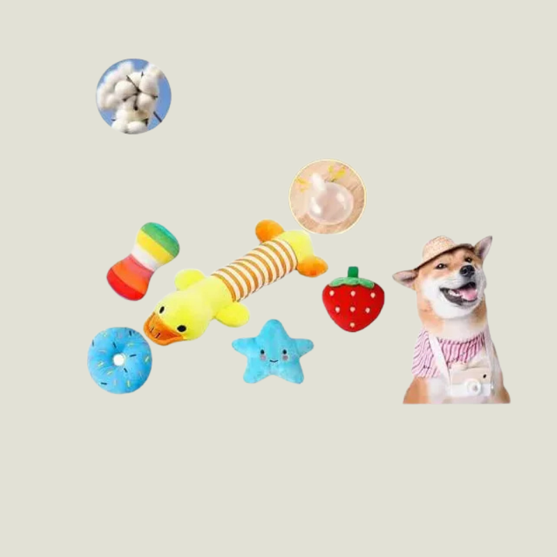 Itopfox Dog Toys 25 Pack for Fun and Teeth Cleaning, Puppy Chew Toys with Squeak Plush Toy, Squeaky Toy Balls, Tug of War and Rope Toys for Puppy
