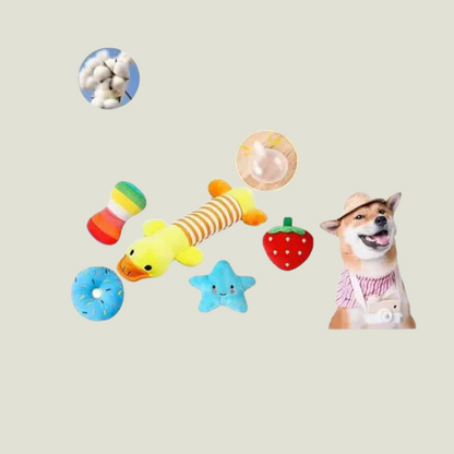 Itopfox Dog Toys 25 Pack for Fun and Teeth Cleaning, Puppy Chew Toys with Squeak Plush Toy, Squeaky Toy Balls, Tug of War and Rope Toys for Puppy