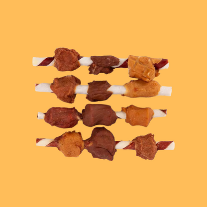 Good 'n' Fun Triple Flavor Kabobs Long Lasting Rawhide with Chicken, Beef and Pork Flavor Dog Treats