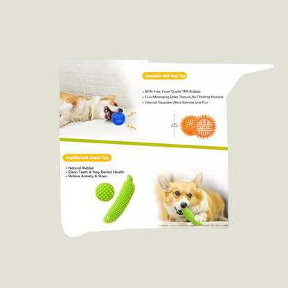 Itopfox Dog Toys 25 Pack for Fun and Teeth Cleaning, Puppy Chew Toys with Squeak Plush Toy, Squeaky Toy Balls, Tug of War and Rope Toys for Puppy