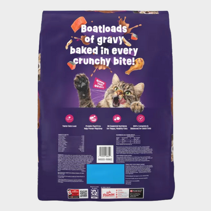 Purina Friskies Gravy Swirlers with Flavors of Chicken, Salmon & Gravy Adult Complete & Balanced Dry Cat Food